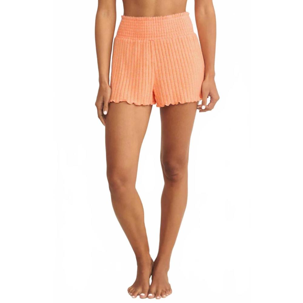 NEW Z SUPPLY dawn smocked rib shorts in malibu orange